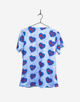 Women's Charlie Hustle All-Over Heart KU Basketball Red Blue Back