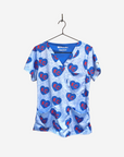 Women's Charlie Hustle All-Over Heart KU Basketball Red Blue Front