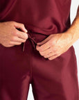 Men's Slim Fit Scrub Pants in Bold Burgundy waistband