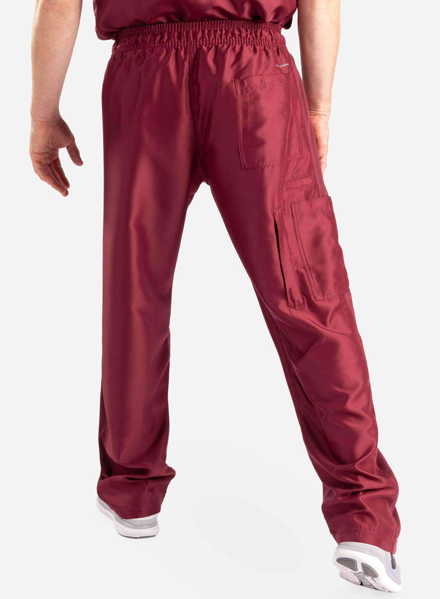 mens Elements cargo pocket relaxed fit scrub pants bold burgundy