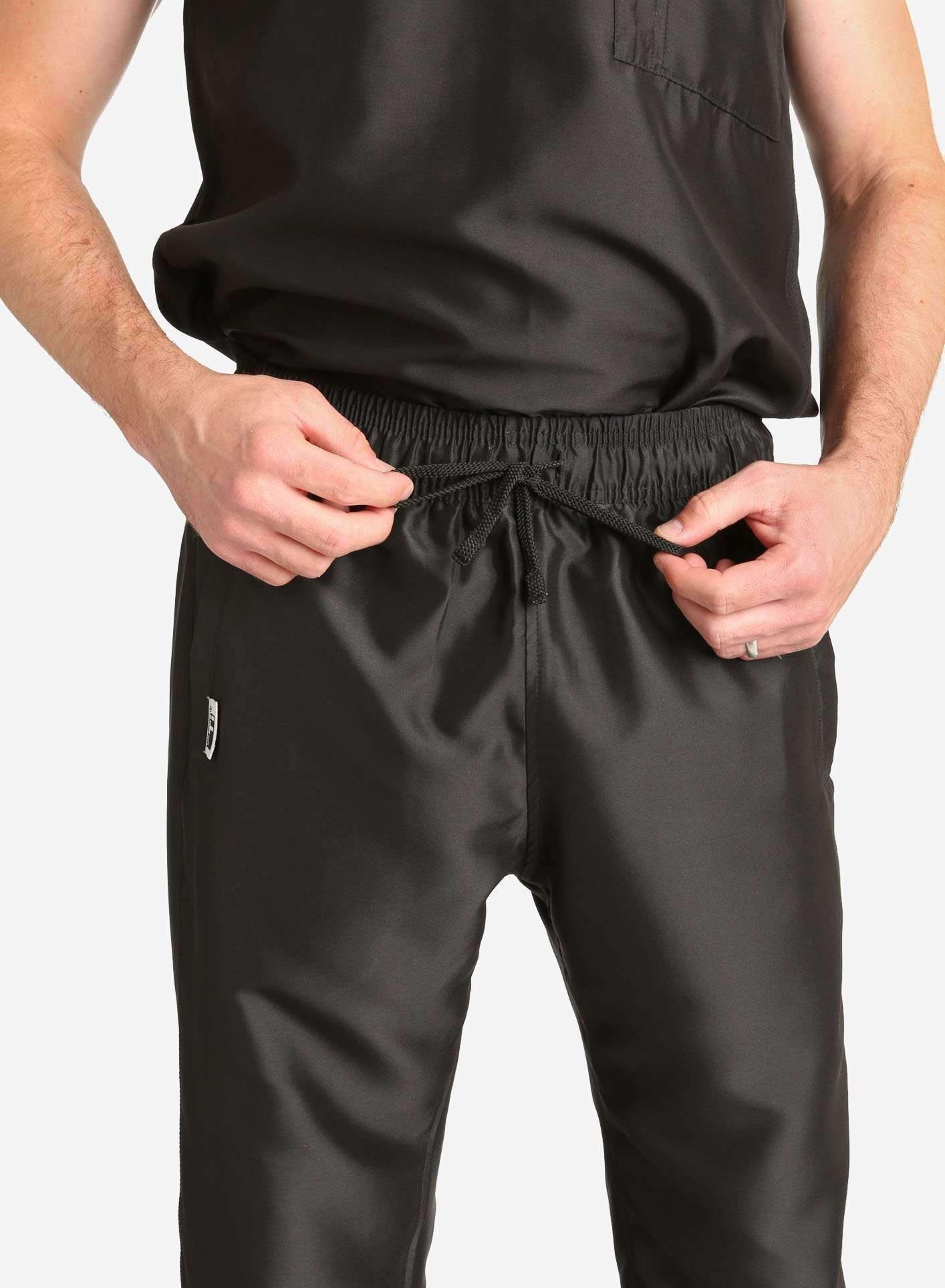 Men&#39;s Jogger Scrub Pants in Black Drawstring View