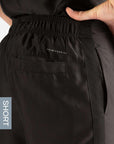 Men's Short Slim Fit Scrub Pants in Real Black Back Pocket View