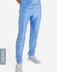 Men's Short Slim Fit Scrub Pants in ceil-blue