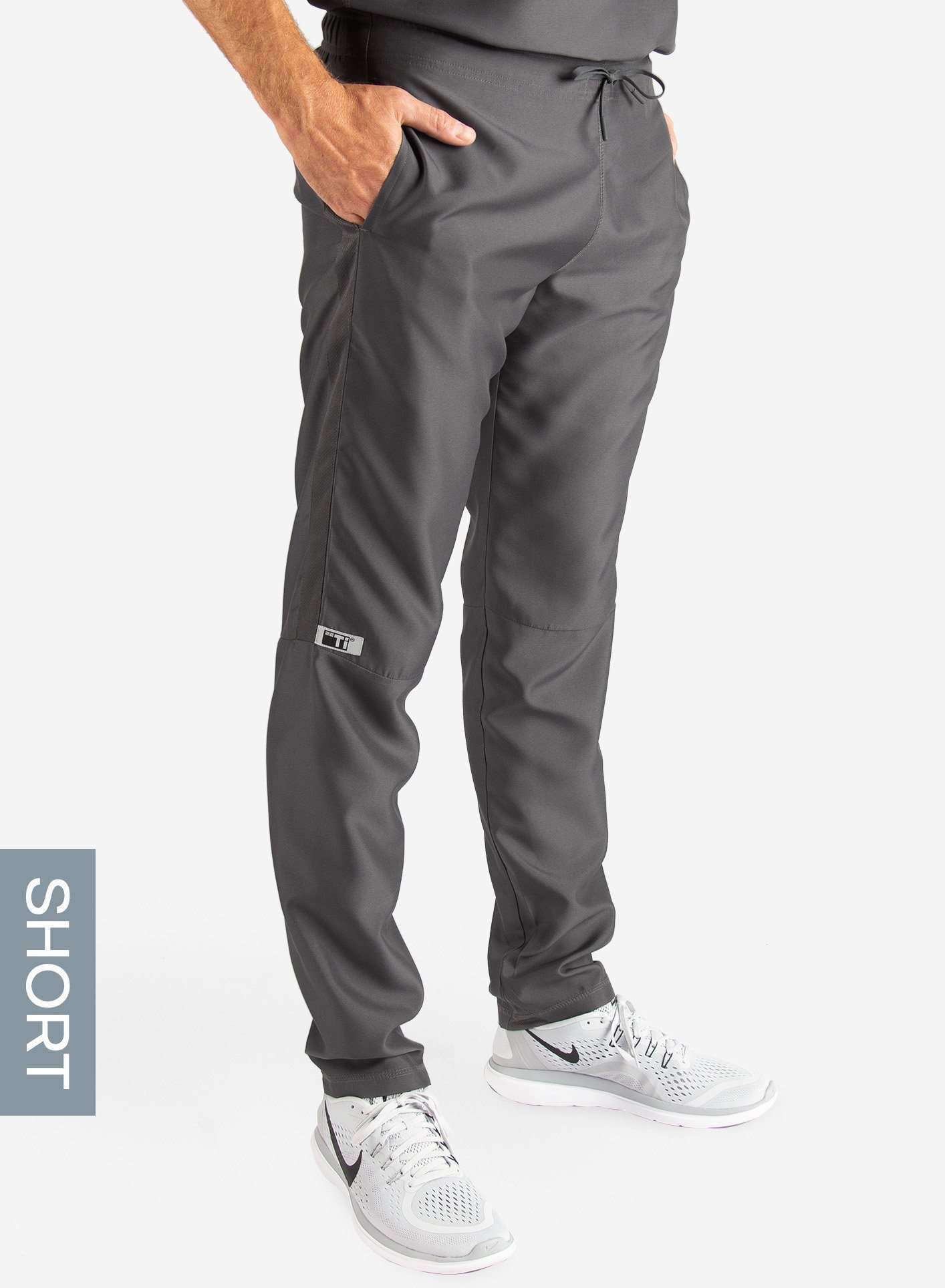 Men&#39;s Short Slim Fit Scrub Pants in Dark gray