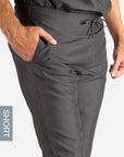 Men's Short Slim Fit Scrub Pants in Dark gray Waistband View