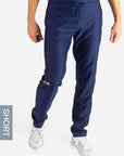 Men's Short Slim Fit Scrub Pants in navy-blue