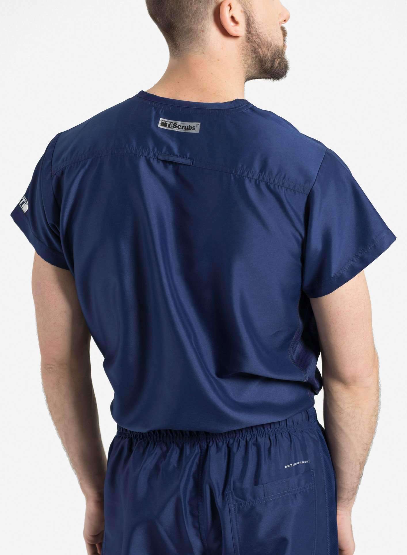 mens Elements short sleeve classic one pocket scrub top navy-blue
