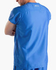 mens short sleeve classic one pocket scrub top royal-blue