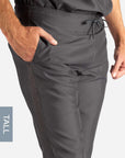 Men's Tall Slim Fit Scrub Pants in Dark gray Waistband View