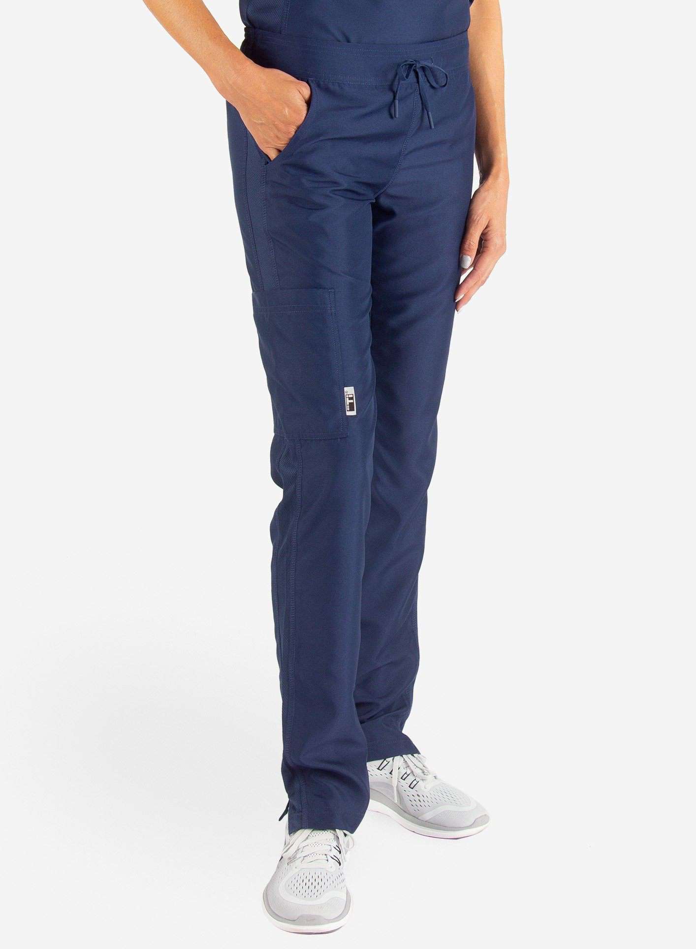 Women's Slim Fit Scrub Pants in navy-blue