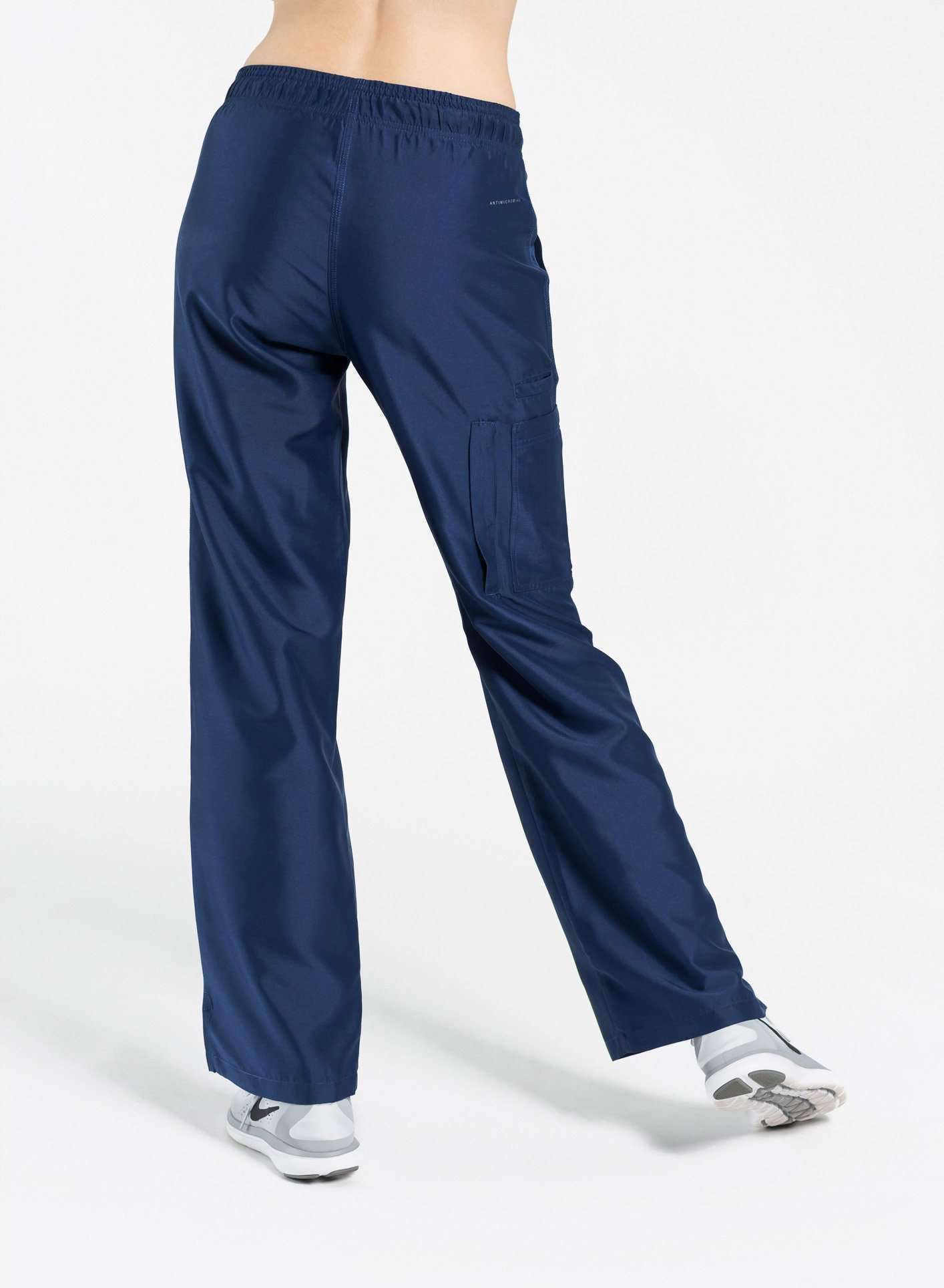 womens Elements cargo pocket straight leg scrub pants navy-blue