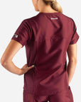 womens Elements short sleeve hidden pocket scrub top Bold burgundy