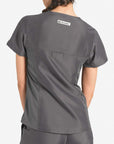 womens Elements short sleeve three pocket scrub top dark gray