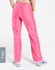 womens tall cargo pocket straight leg scrub pants pink Elements back