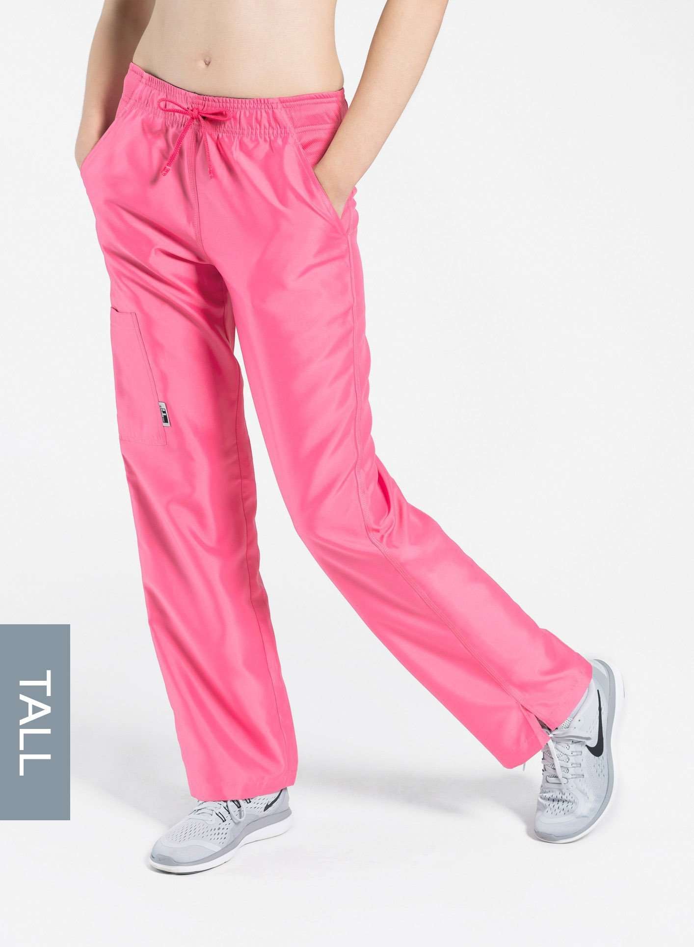 womens tall cargo pocket straight leg scrub pants pink Elements front