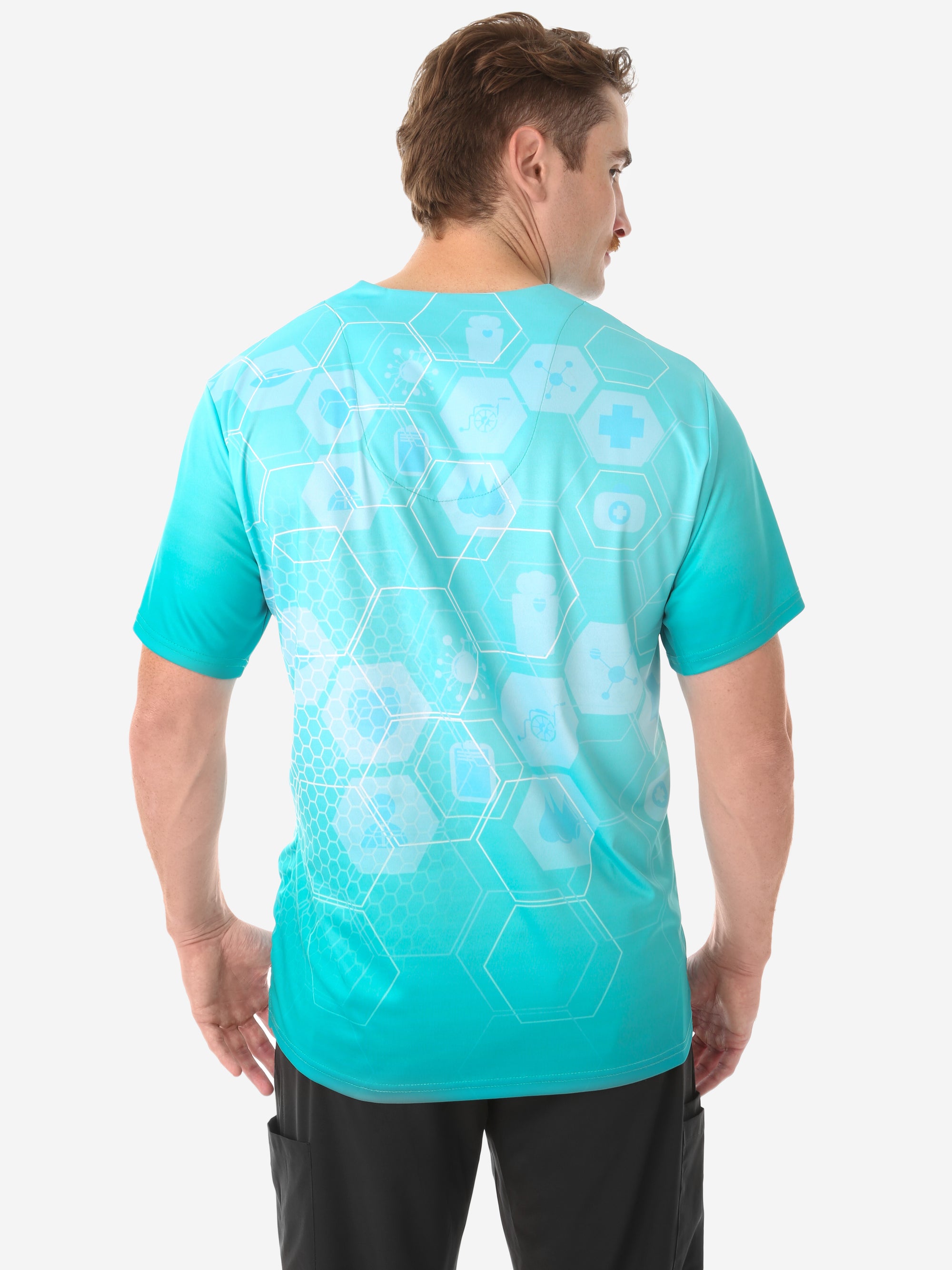 Men&#39;s The University of Kansas Health System Scrub Top Design Contest Winner You Matter We Care Top Only Back View