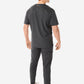 Men's Charocal Gray Five-Pocket Scrub Top Full Body Back View with Joggers