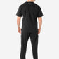 Men's Real Black Five-Pocket Scrub Full Body Back View with 9-Pocket Pants