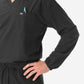 Men's Long Sleeve Scrub Top with Two Chest Pockets Real Black Front View Pockets Closeup