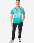 Men's The University of Kansas Health System Scrub Top Design Contest Winner You Matter We Care Full Body Front View