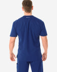 Navy Blue Men's Five-Pocket Scrub Top Top Only Back View