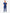 Women's Navy Blue Stash-Pocket Scrub Top Full Body Front with 9-Pocket Pants