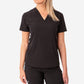 TiScrubs Stretch Women's Real Black Stash-Pocket Scrub Top Only Front View