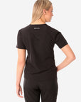 TiScrubs Stretch Women's Real Black Stash-Pocket Scrub Top Only Back View
