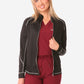 Women's Mesh Scrub Jacket Real Black Front View Jacket Only Unzipped