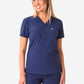 TiScrubs Women's Stretch Navy Blue One-Pocket Scrub Top Untucked Front View Top Only