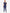 TiScrubs Women's Stretch Navy Blue One-Pocket Scrub Top Untucked and Joggers Back View Full Body