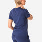 TiScrubs Women's Stretch Navy Blue Tuckable One-Pocket Scrub Top Untucked Back View Top Only