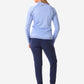 Women's Mesh Scrub Jacket Ceil Blue Front View Full Body Plus Navy  Stretch Perfect Jogger Scrub Pants