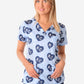 Women's Charlie Hustle Scrub Top All-Over KC Heart Design Three Pockets_Top Only_Front
