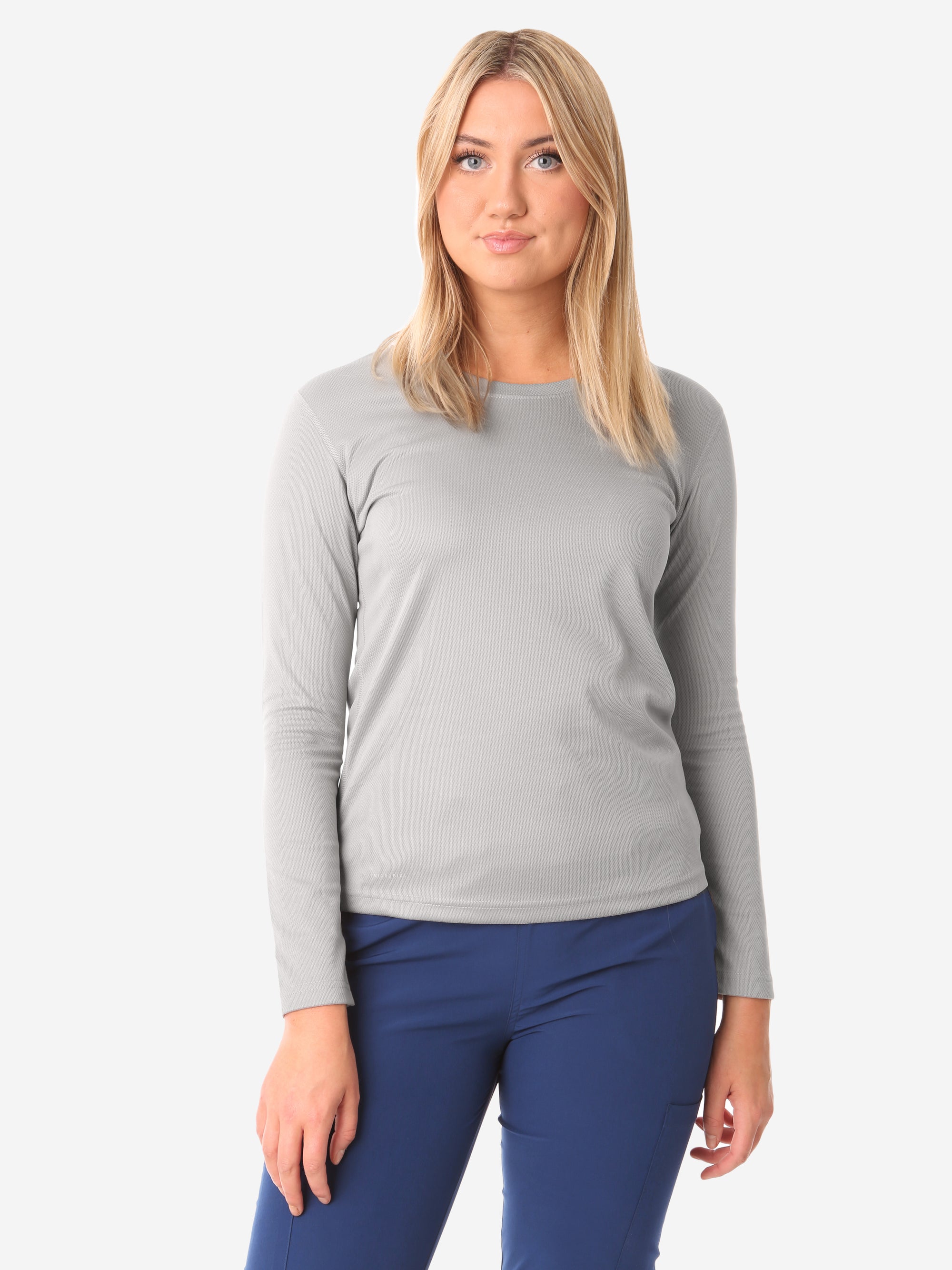 Women's Long Sleeve Underscrub Titanium Gray Front View