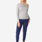 Women's Long Sleeve Underscrub Titanium Gray and Navy Joggers Full Body Front