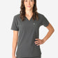 TiScrubs Women's Stretch One-Pocket Scrub Top Charcoal Gray Untucked Front Top Only