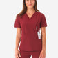 Women's Four-Pocket Scrub Top Bold Burgundy Front View