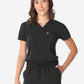 TiScrubs Women's Stretch One-Pocket Scrub Top Real Black Tucked Front Top Only