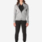 Women's Mesh Scrub Jacket Zipped Titanium Gray Front View Full Body Plus Black Stretch Scrubs