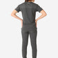 TiScrubs Women's Stretch One-Pocket Scrub Top with Joggers Charcoal Gray Untucked Back Full Body