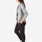 Women's Mesh Scrub Jacket Titanium Gray Side View Full Body Plus Black Stretch Scrubs