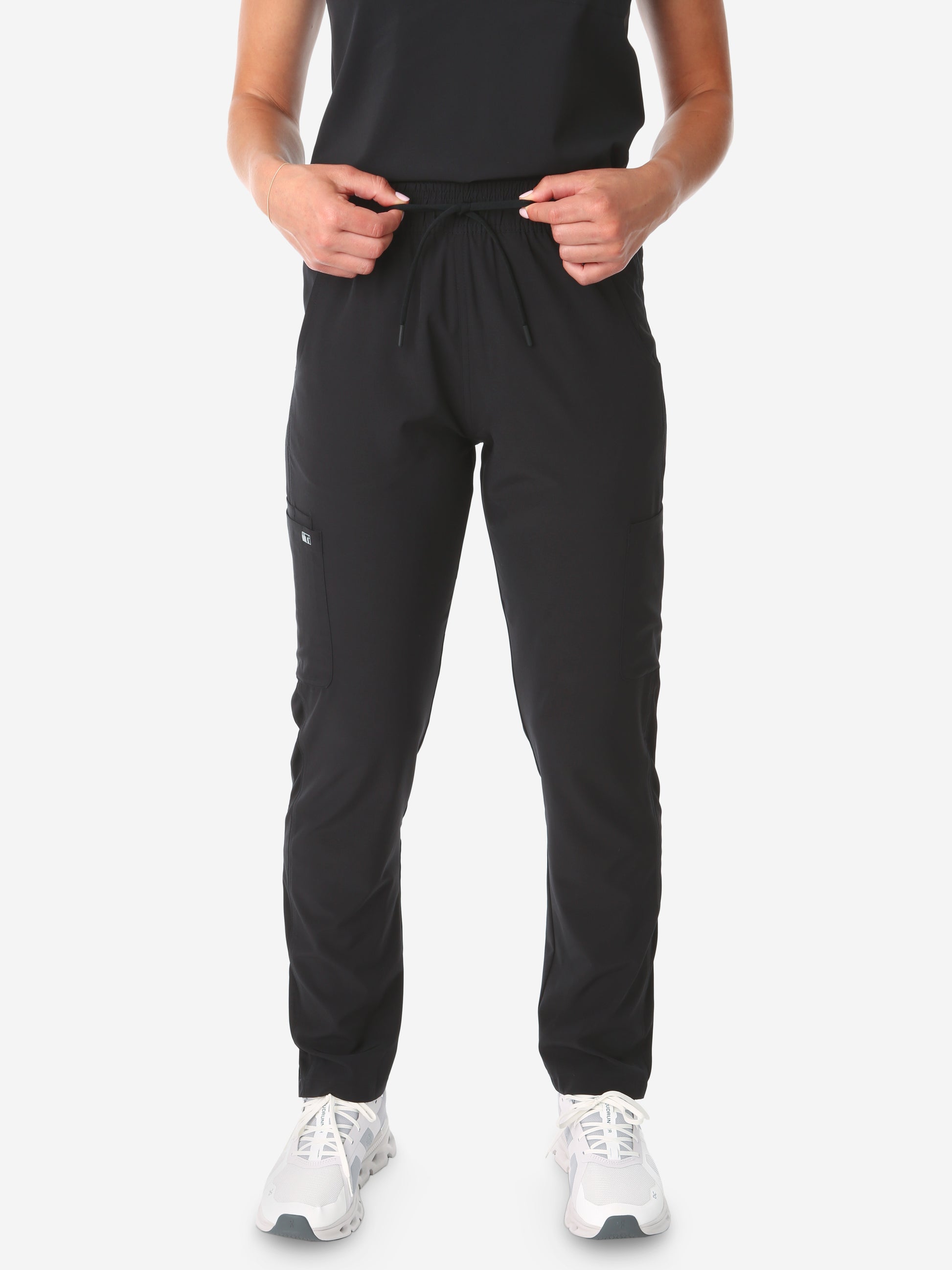 TiScrubs Real Black Women's Stretch 9-Pocket Pants Front View Pants Only