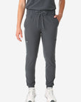TiScrubs Charcoal Gray Women's Stretch Perfect Jogger Pants Front View Pants Only