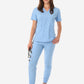 Women's Four-Pocket Scrub Top Ceil Blue with Perfect Scrub Joggers Front View