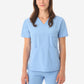 Women's Four-Pocket Scrub Top Ceil Blue Front View