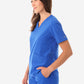 Women's Four-Pocket Scrub Top Royal Blue Side View