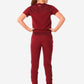 TiScrubs Bold Burgundy Women's Stretch Perfect Jogger Pants and One-Pocket Tuckable Top Back View Full Body