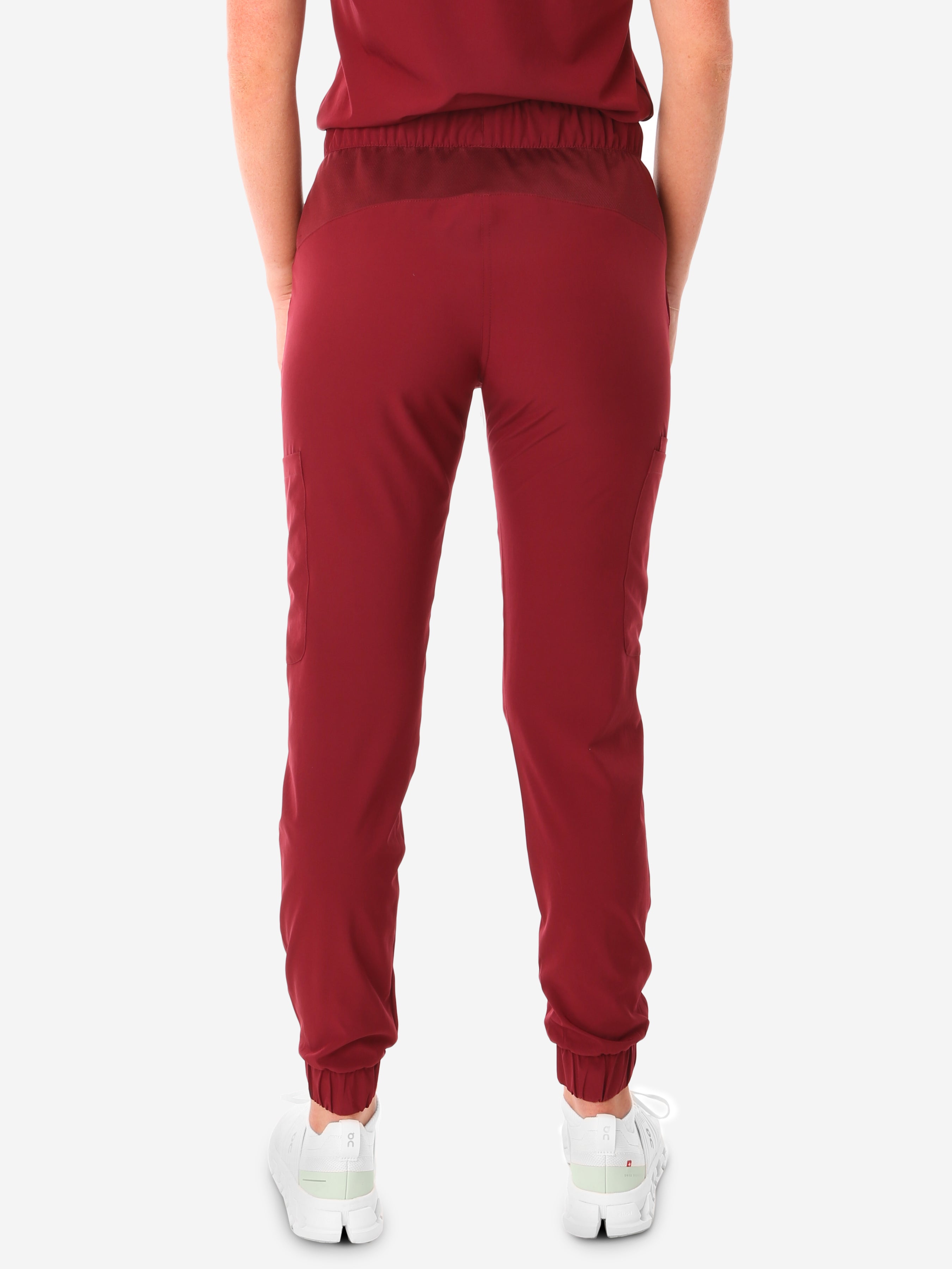 TiScrubs Bold Burgundy Women&#39;s Stretch Perfect Jogger Pants Back View Pants Only