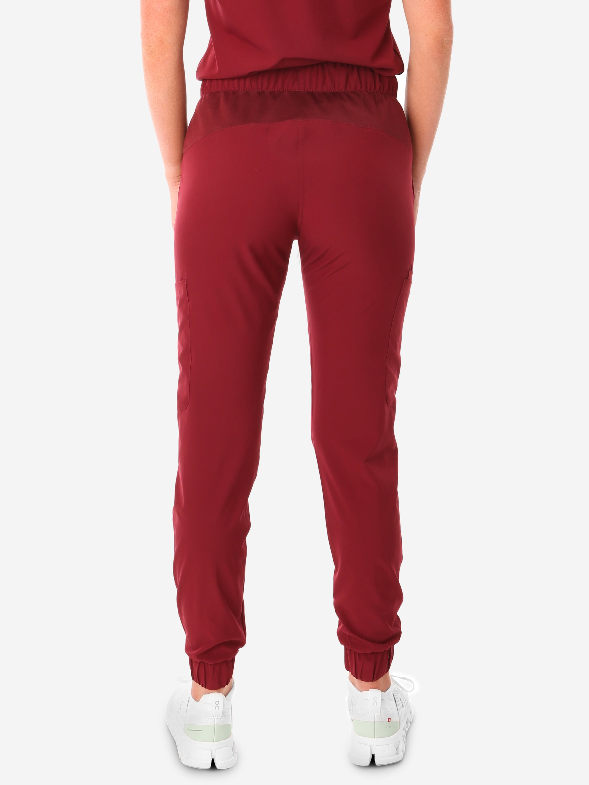 TiScrubs Bold Burgundy Women's Stretch Perfect Jogger Pants Back View Pants Only